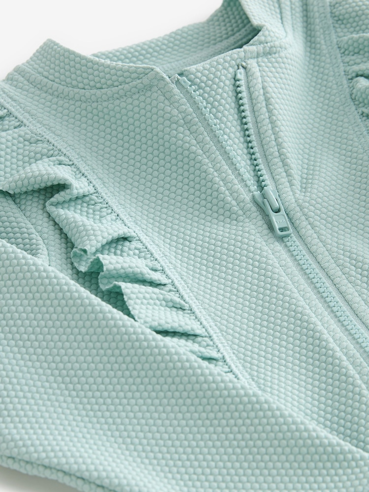 Blue Long Sleeve Textured Frill Swimsuit (3mths-7yrs) - Image 7 of 7 Blue Long Sleeve Textured Frill Swimsuit (3mths-7yrs) - Image 7 of 7