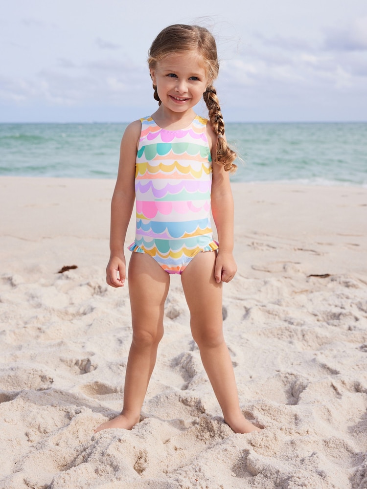Multi Scallop Rainbow Frill Swimsuit (3mths-7yrs) - Image 1 of 8