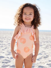 Orange Peach Ruched Strap Swimsuit (3mths-7yrs) - Image 1 of 7