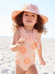 Orange Peach Ruched Strap Swimsuit (3mths-7yrs) - Image 2 of 7