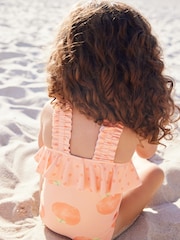 Orange Peach Ruched Strap Swimsuit (3mths-7yrs) - Image 4 of 7