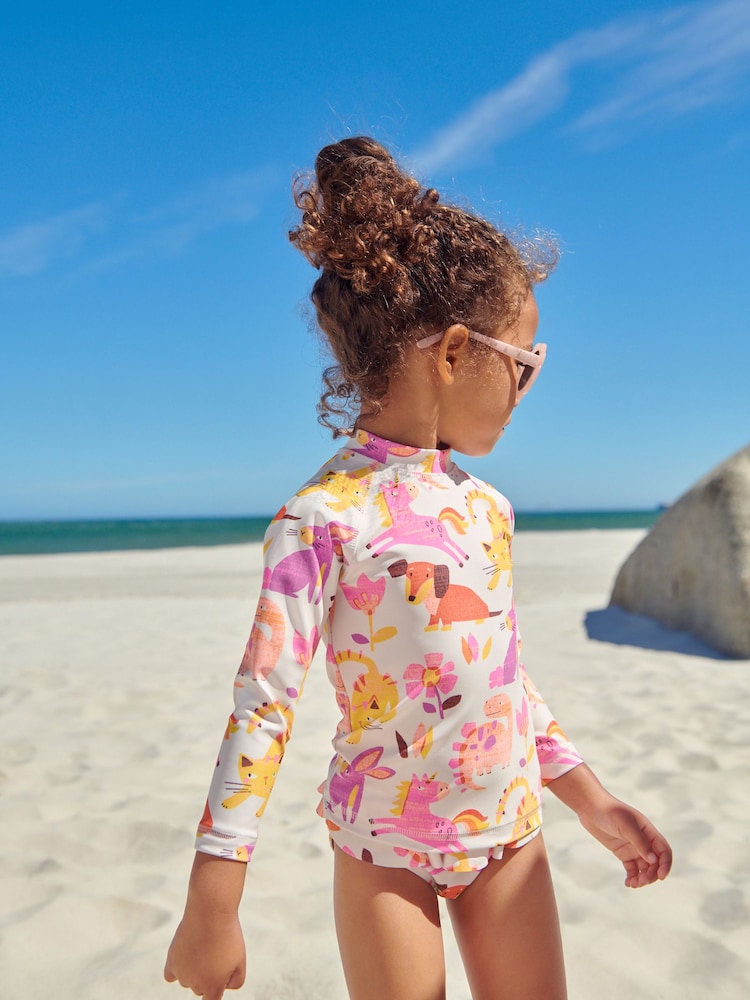 Pink Print Sunsafe Rash Vest Set (3mths-7yrs) - Image 1 of 7