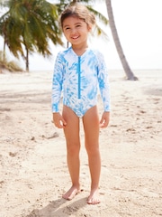 Blue Tie Dye Long Sleeved Swimsuit (3mths-16yrs) - Image 1 of 7