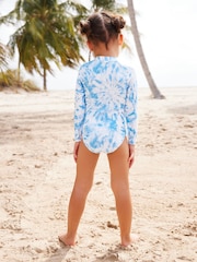 Blue Tie Dye Long Sleeved Swimsuit (3mths-16yrs) - Image 3 of 7