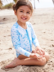 Blue Tie Dye Long Sleeved Swimsuit (3mths-16yrs) - Image 4 of 7