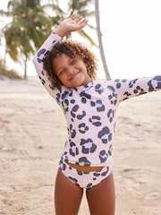 Neutral/Coral Pink Animal Sunsafe Swim 2 Piece Set (3-16yrs) - Image 4 of 9