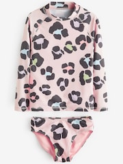Neutral/Coral Pink Animal Sunsafe Swim 2 Piece Set (3-16yrs) - Image 7 of 9