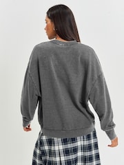 Charcoal Grey Washed Melrose Los Angeles LA City Graphic Slogan Sweatshirt - Image 2 of 6