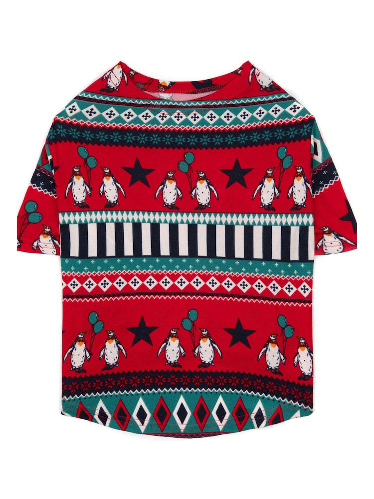 Chelsea Peers Green Recycled Fibre Carnival Penguin Fair Isle Print Dog Pyjamas - Image 2 of 4