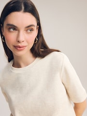 Oatmeal Cream Heavyweight Short Sleeve Crew Neck T-Shirt - Image 9 of 12