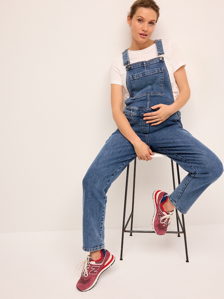 Mid Blue Maternity Denim Dungarees - Image 2 of 7