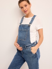 Mid Blue Maternity Denim Dungarees - Image 4 of 7
