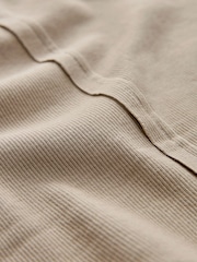 Taupe Brown Ribbed Button Detail Long Sleeve Henley Top - Image 6 of 6