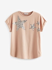 Pink Sparkle Sequin Star T-Shirt - Image 2 of 5
