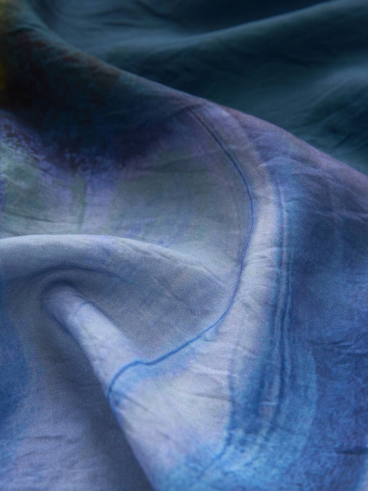 Blue Smudge Blur Print Button Through Shirt With Hardwear Buttons - Image 5 of 5