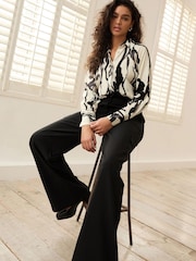 Monochrome Abstract Print Button Through Shirt With Hardwear Buttons - Image 2 of 5