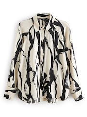 Monochrome Abstract Print Button Through Shirt With Hardwear Buttons - Image 4 of 5