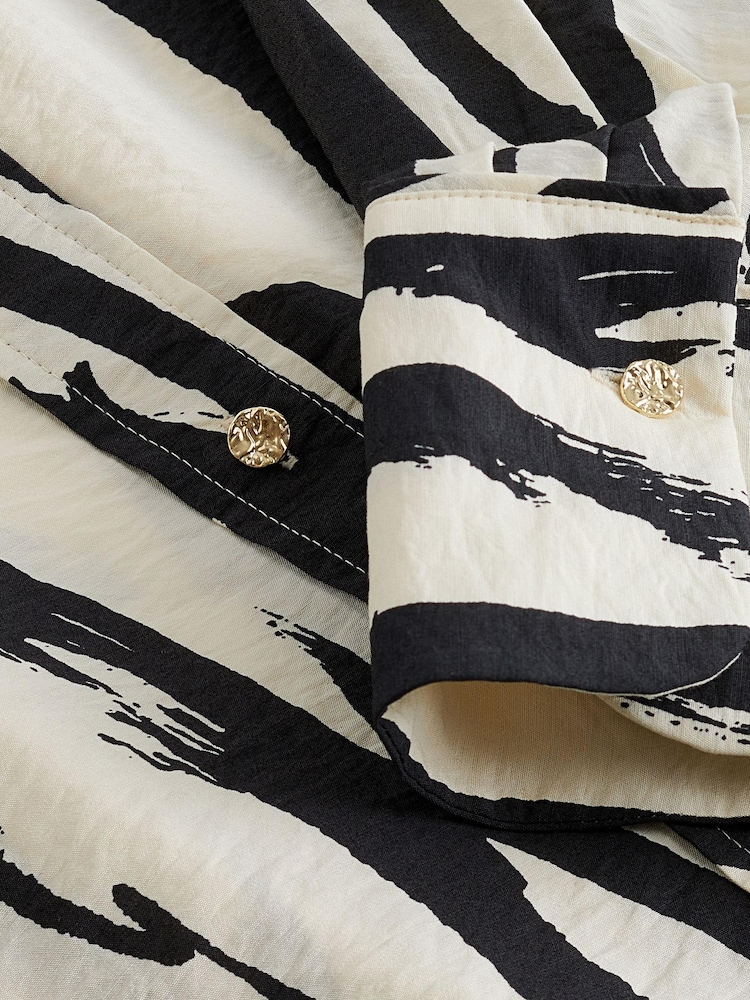 Monochrome Abstract Print Button Through Shirt With Hardwear Buttons - Image 5 of 5 Monochrome Abstract Print Button Through Shirt With Hardwear Buttons - Image 5 of 5