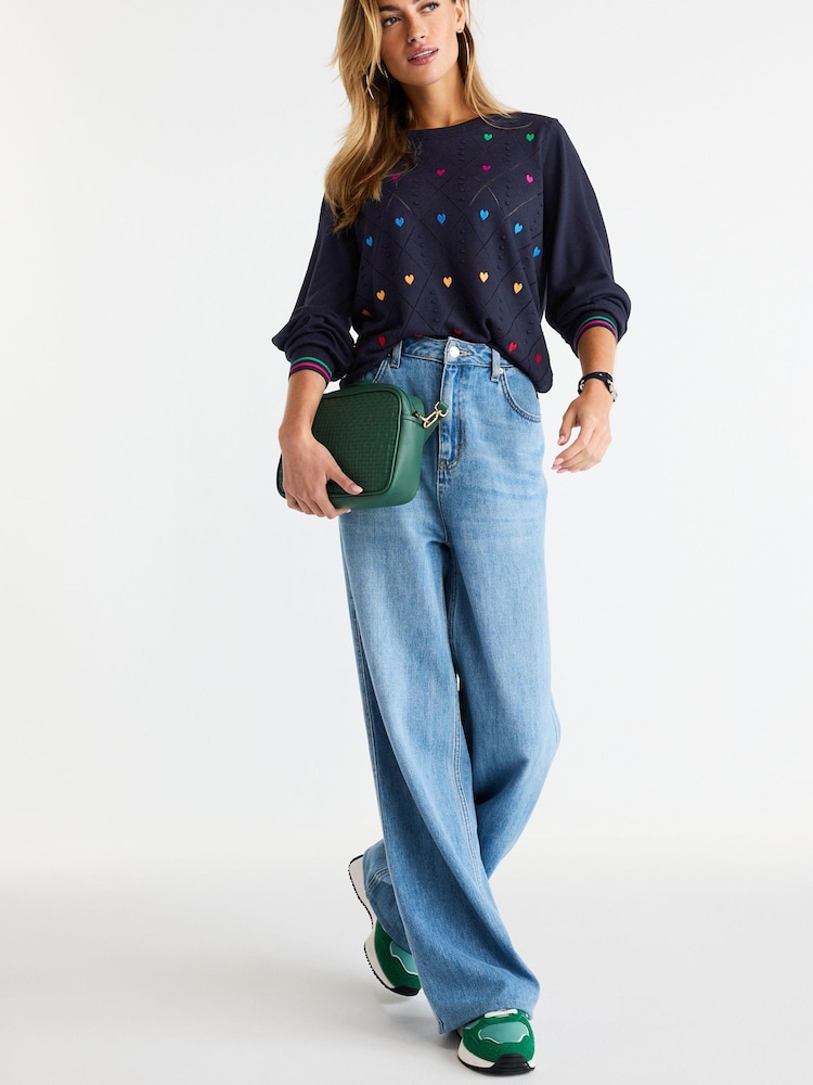 Navy Blue With Multi Heart Embroidery - Image 2 of 6
