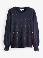 Navy Blue With Multi Heart Embroidery - Image 5 of 6