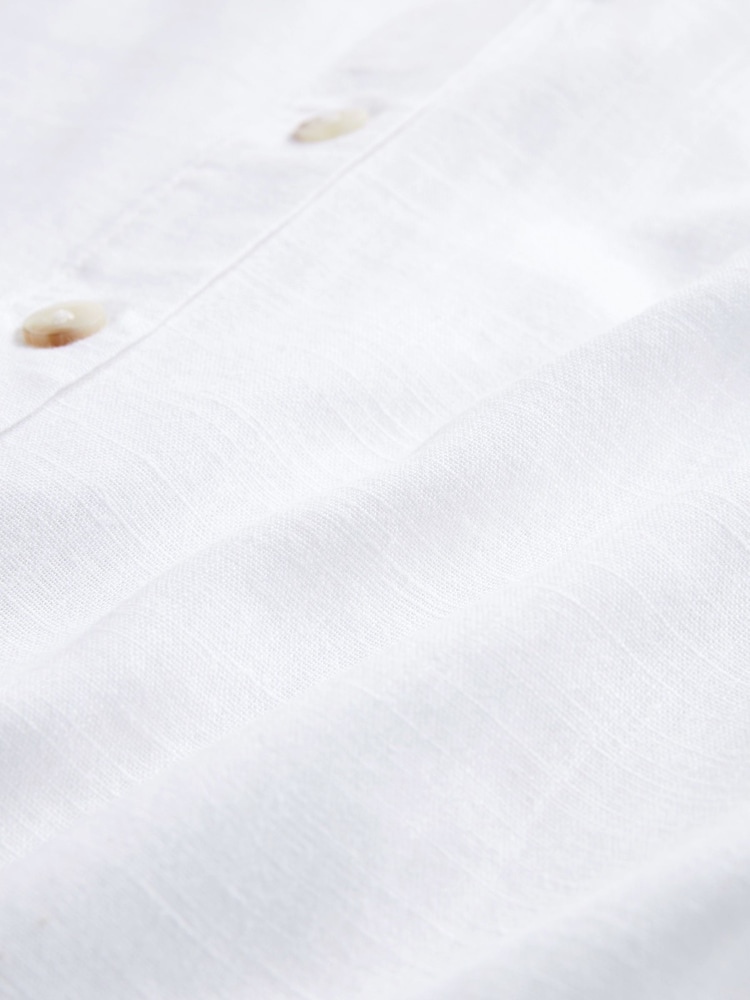 White Linen Blend Ruffle Sleeve Top - Image 7 of 7