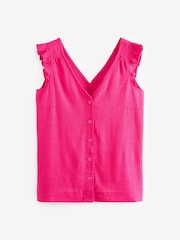 Pink Linen Blend Ruffle Sleeve Top - Image 5 of 6