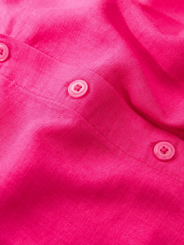 Pink Linen Blend Ruffle Sleeve Top - Image 6 of 6