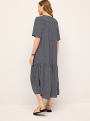 Marineblau gepunktet - Umstandsmode Kleid mit Flügelärmeln - Bild 3 von 7