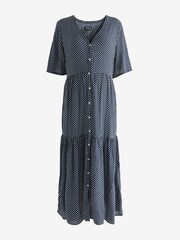 Marineblau gepunktet - Umstandsmode Kleid mit Flügelärmeln - Bild 5 von 7