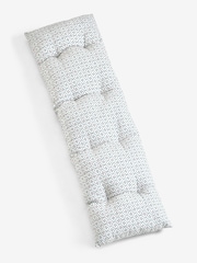 Teal Blue Mediterranean Tile Bench 100% Cotton Cushion Pad - Image 3 of 4