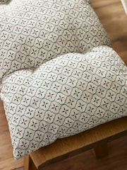 Teal Blue Mediterranean Tile Bench 100% Cotton Cushion Pad - Image 4 of 4