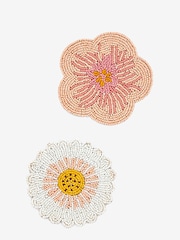 Set of 4 rožast vzorec Beaded Coasters - Slika 2 iz 3