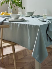 Sage Green Linen Look 100% Cotton Table Cloth - Image 1 of 4