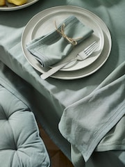 Sage Green Linen Look 100% Cotton Table Cloth - Image 3 of 4