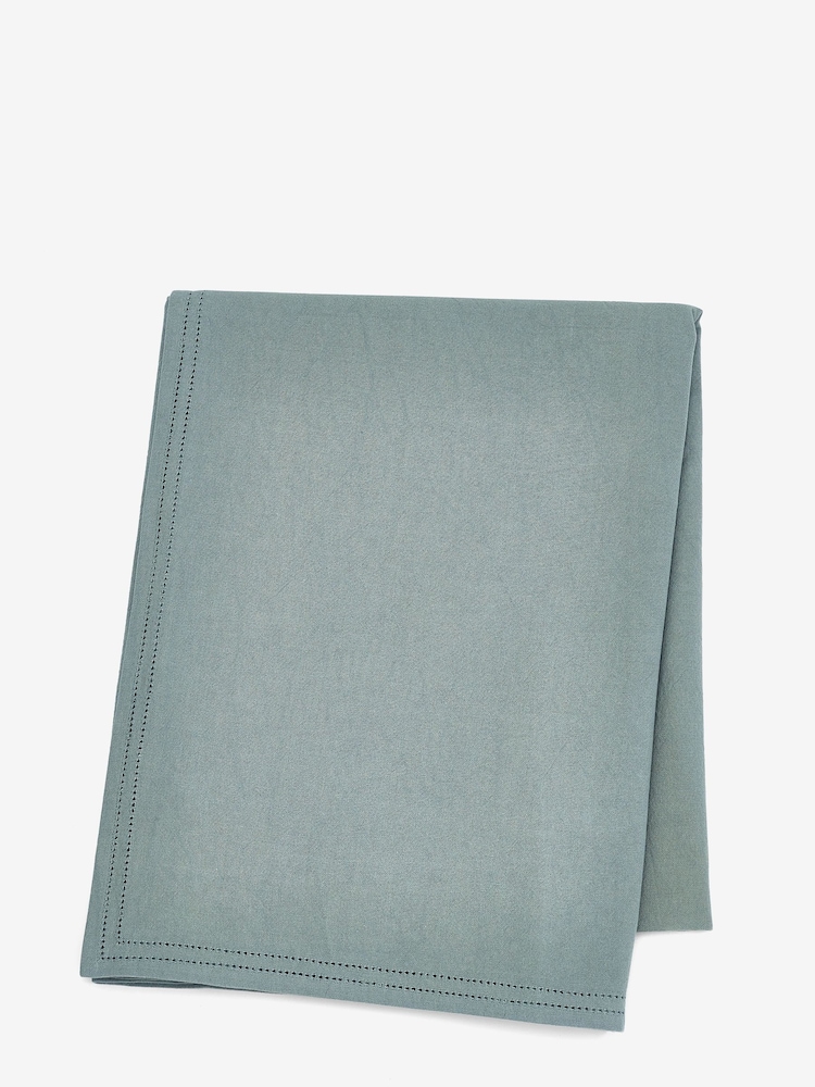 Sage Green Linen Look 100% Cotton Table Cloth - Image 4 of 4