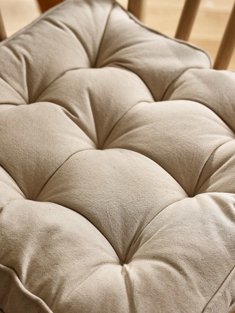Natural Linen Look Padded 100 Cotton Seat Cushion Dining Seat and Bench Cushions - Image 2 of 4
