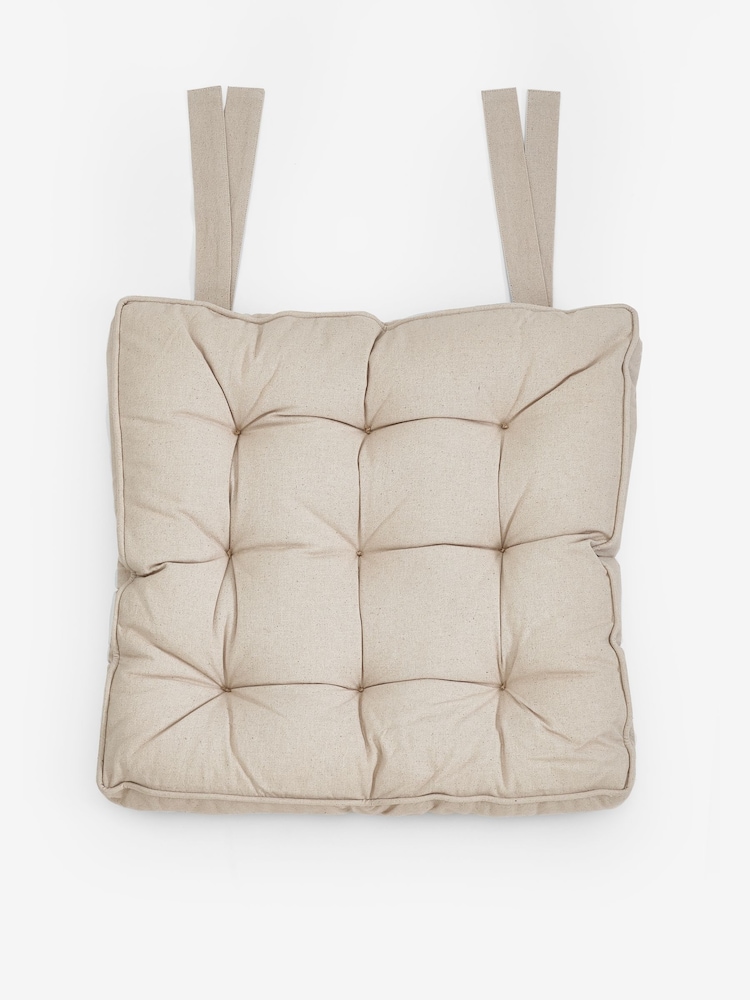Natural Linen Look Padded 100 Cotton Seat Cushion Dining Seat and Bench Cushions - Image 4 of 4