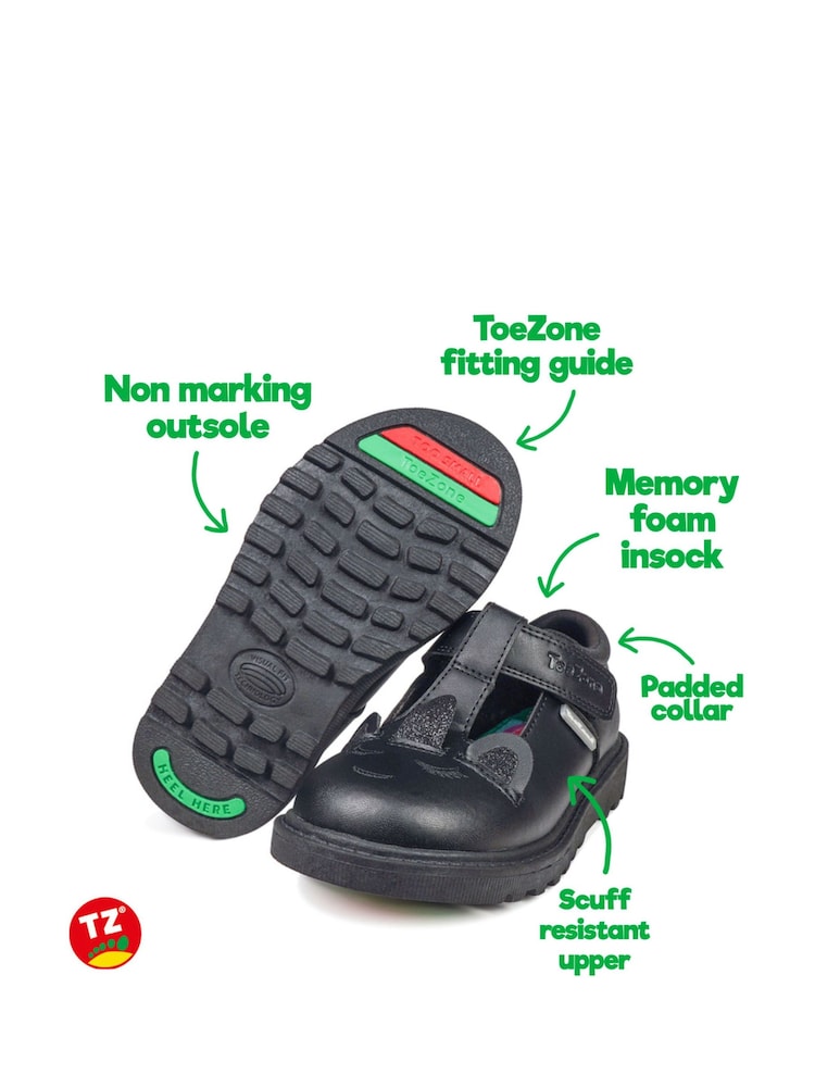 Toezone Moon Vegane Schuhe mit gedruckten Einhorn-Innensocken Make School A Magical Day T Bar - Bild 5 von 5 Toezone Moon Vegane Schuhe mit gedruckten Einhorn-Innensocken Make School A Magical Day T Bar - Bild 5 von 5