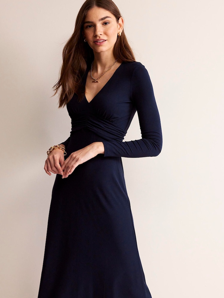 Boden Blue Empire Ruched Waist Dress - Image 4 of 5