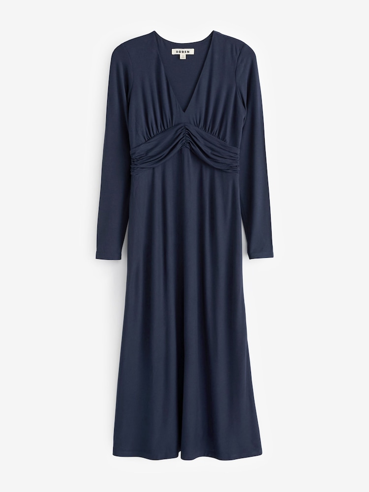 Boden Blue Empire Ruched Waist Dress - Image 5 of 5