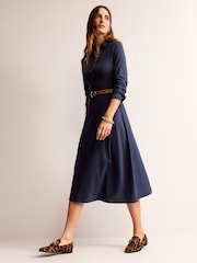 Boden Blue Laura Jersey Midi Shirt Dress - Image 3 of 5