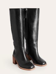 Boden Black Straight Leather Knee Boots - Image 2 of 4