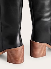 Boden Black Straight Leather Knee Boots - Image 3 of 4