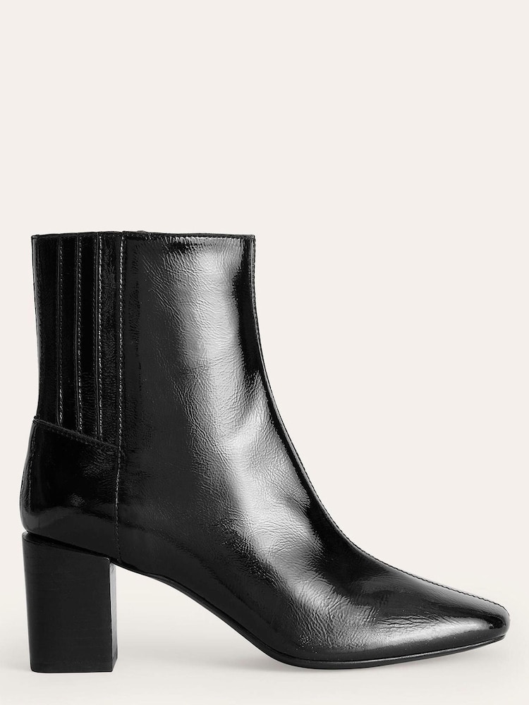 Boden Black Block Heels Leather Ankle Boots - Image 1 of 4