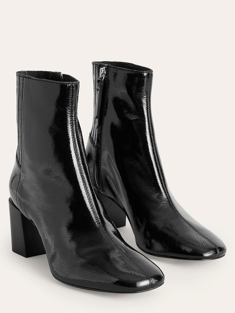 Boden Black Block Heels Leather Ankle Boots - Image 2 of 4