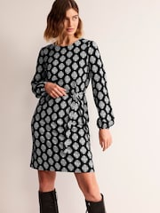 Boden Black/White Violet Jersey Shift Dress - Image 1 of 5