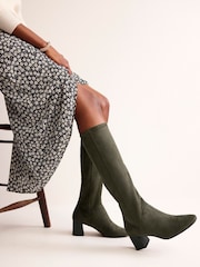 Boden Green Heeled Stretch Knee High Boots - Image 1 of 4