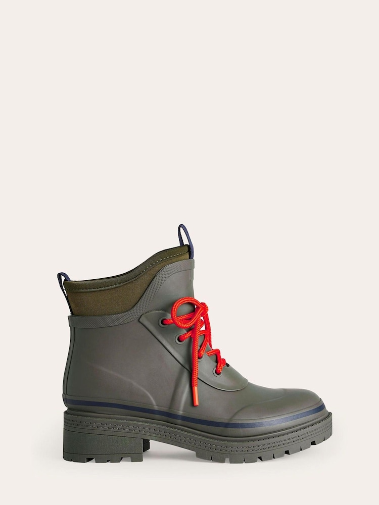 Boden Dark Green Mary Lace-up Wellington Boots - Image 1 of 5