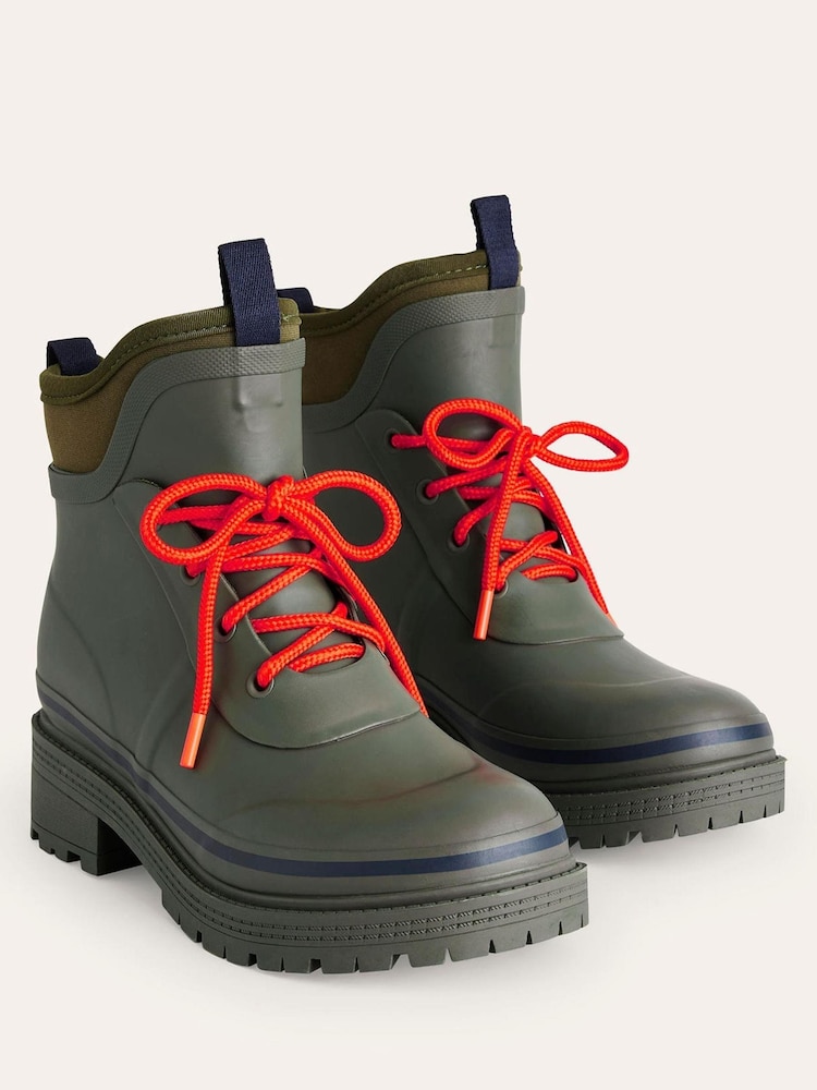 Boden Dark Green Mary Lace-up Wellington Boots - Image 2 of 5