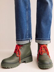 Boden Dark Green Mary Lace-up Wellington Boots - Image 5 of 5